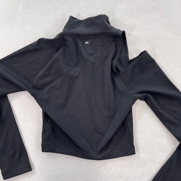 KORAL Activewear Womens XS Outlaw Blackout Long Sleeve Mock Neck Crop Top EUC - Picture 7 of 16